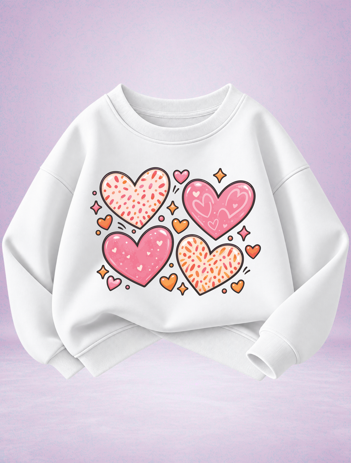All Over Hearts Pink & Orange Girls Sweatshirt