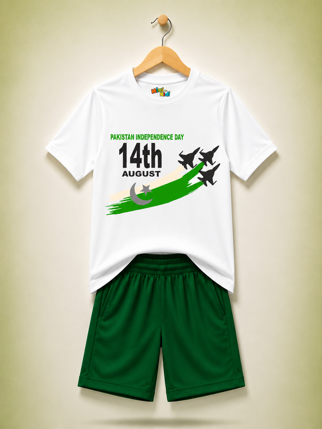 Pakistan Independence Day Fighter Jet T-Shirt & Shorts Set