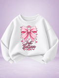 Just Believe Pink Bow Girls Sweatshirt