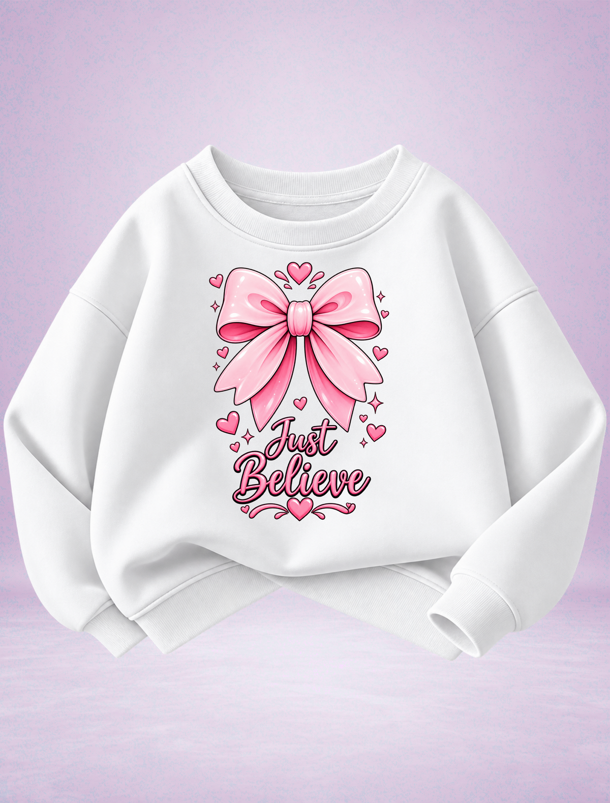 Just Believe Pink Bow Girls Sweatshirt