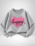 Girls Happy Heart Graphic Sweatshirt