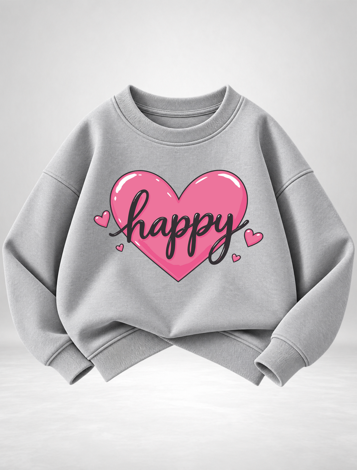 Girls Happy Heart Graphic Sweatshirt