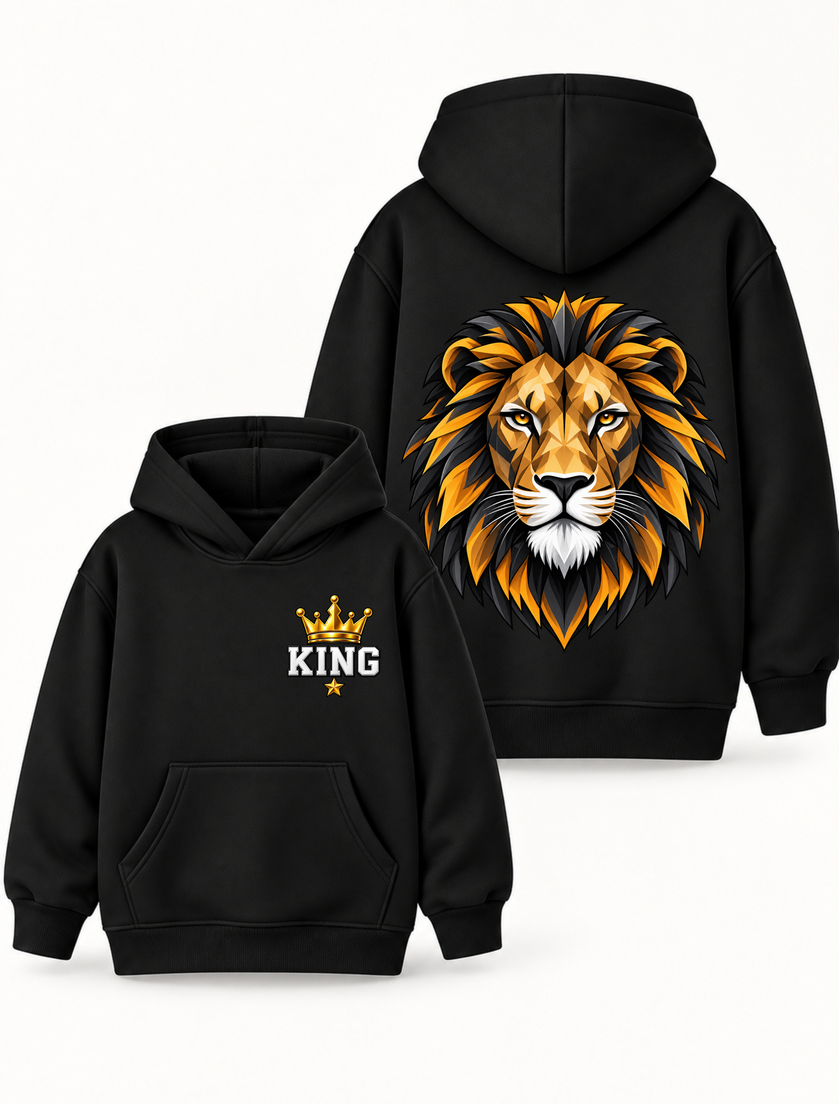 Boys King Lion Graphic Hoodie – Black | MiniKidi
