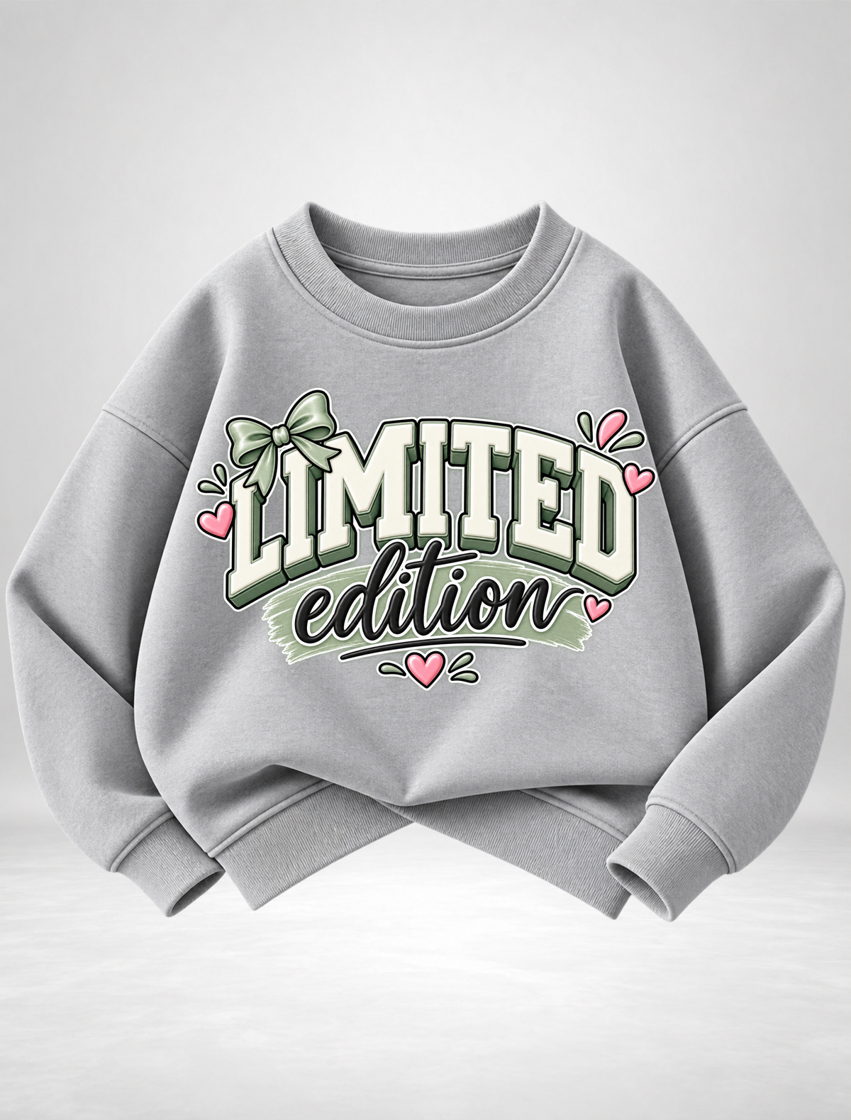 Girls “Limited Edition” Bow Graphic Sweatshirt