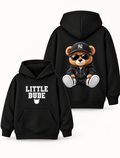 Boys Little Dude Bear Graphic Hoodie – Black | MiniKidi