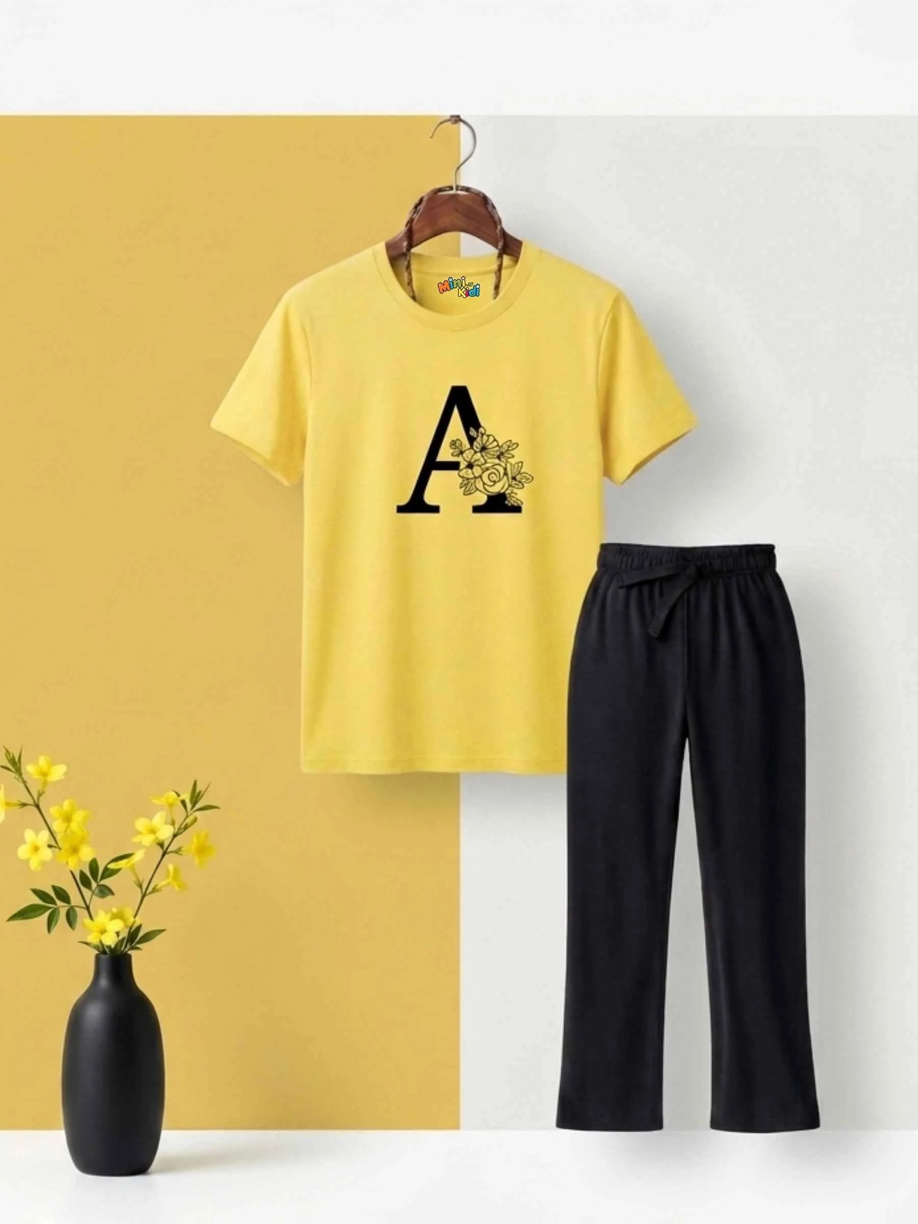 Alphabet "A" Trouser Set - Yellow & Black