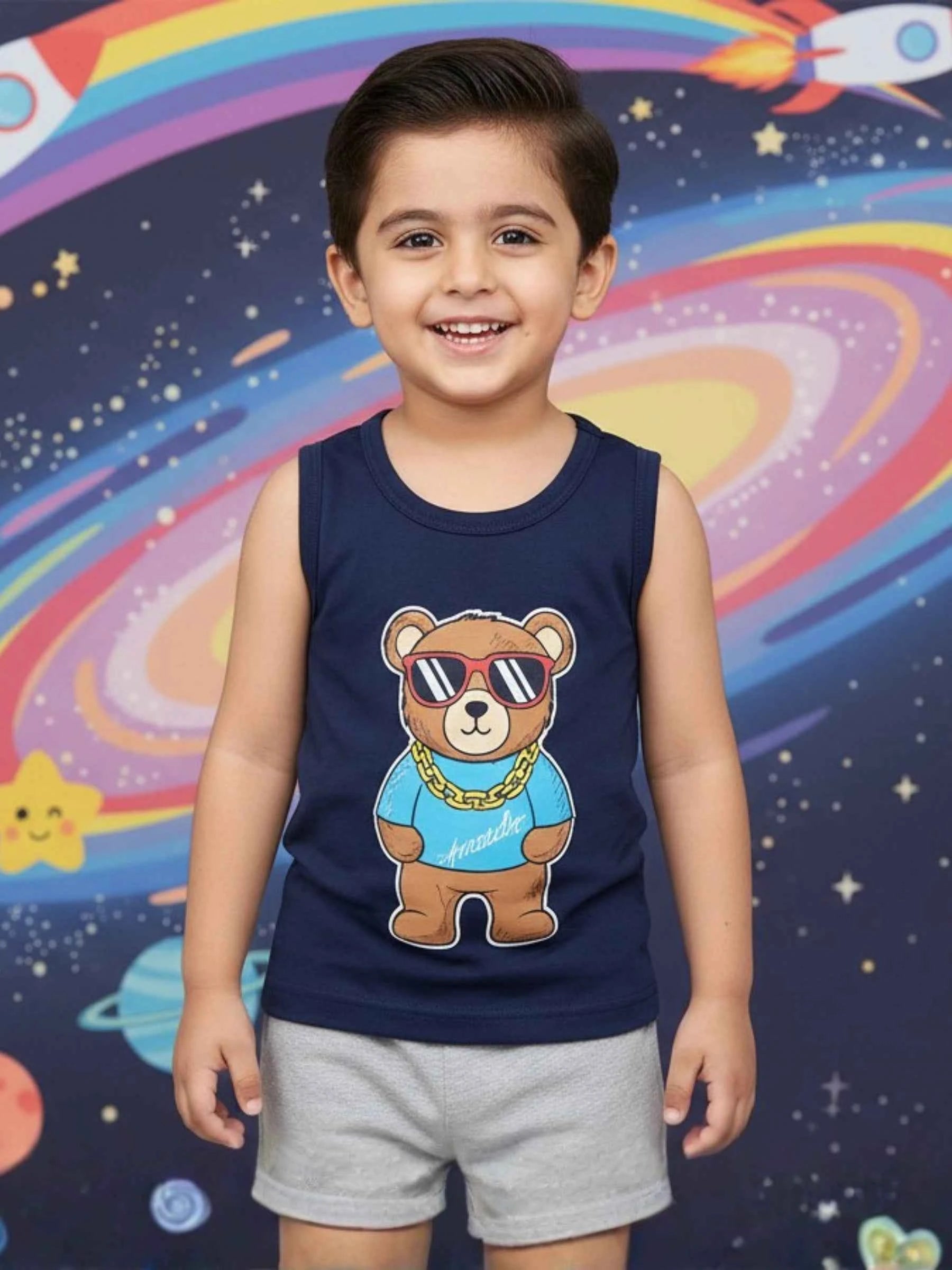 Bear Space Sando & Shorts Set