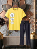 Trio Bloom Trouser Set - Yellow & Black