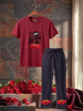 Strong & Roses Trouser Set - Maroon & Black