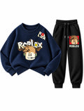 Boys navy Roblox gamer headset sweatsuit with black joggers