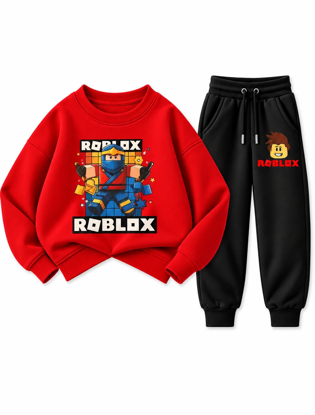Boys red Roblox ninja graphic sweatsuit with black joggers
