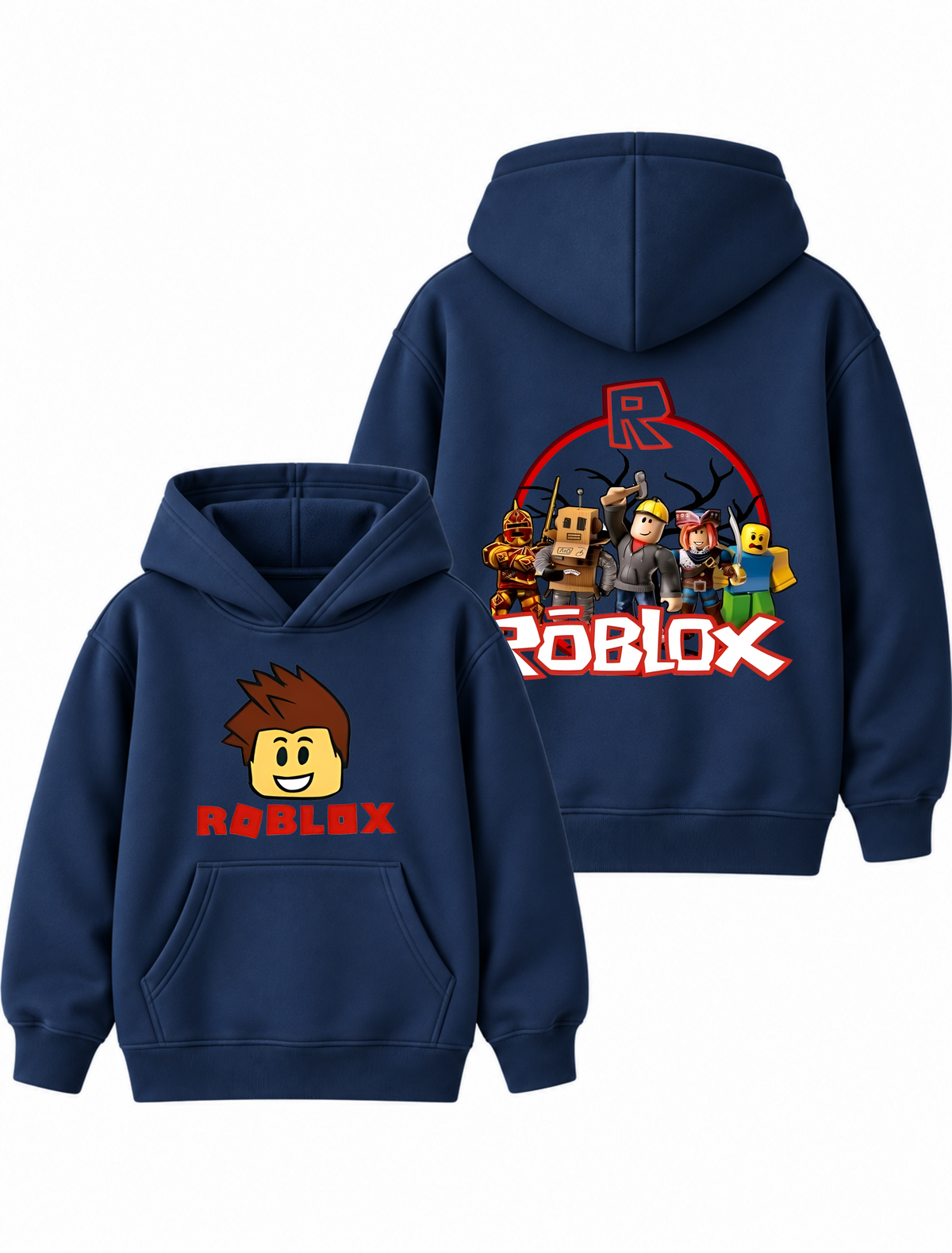 Boys Roblox Yellow Warriors Graphic Navy Blue Hoodie – MiniKidi 🎮