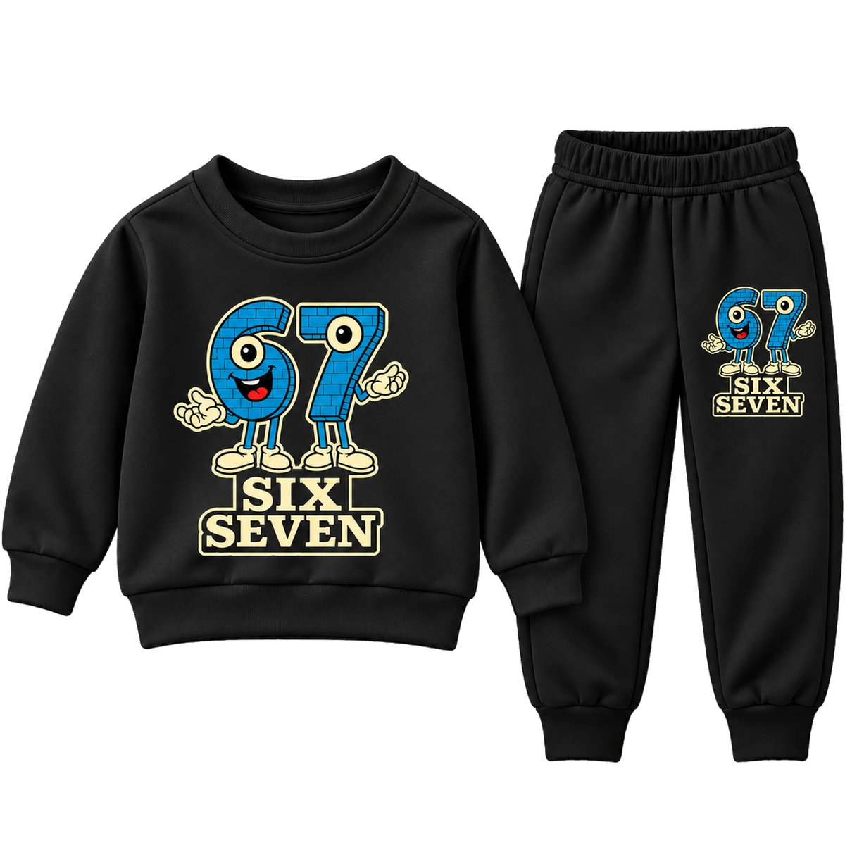 Boys black Six Seven brick-style graphic sweatsuit with black joggers