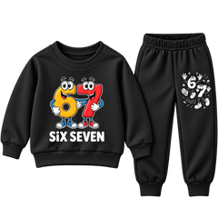 Boys black Six Seven friends graphic sweatsuit with black joggers
