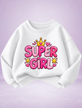 Super Girl Crown Graphic Girls Sweatshirt