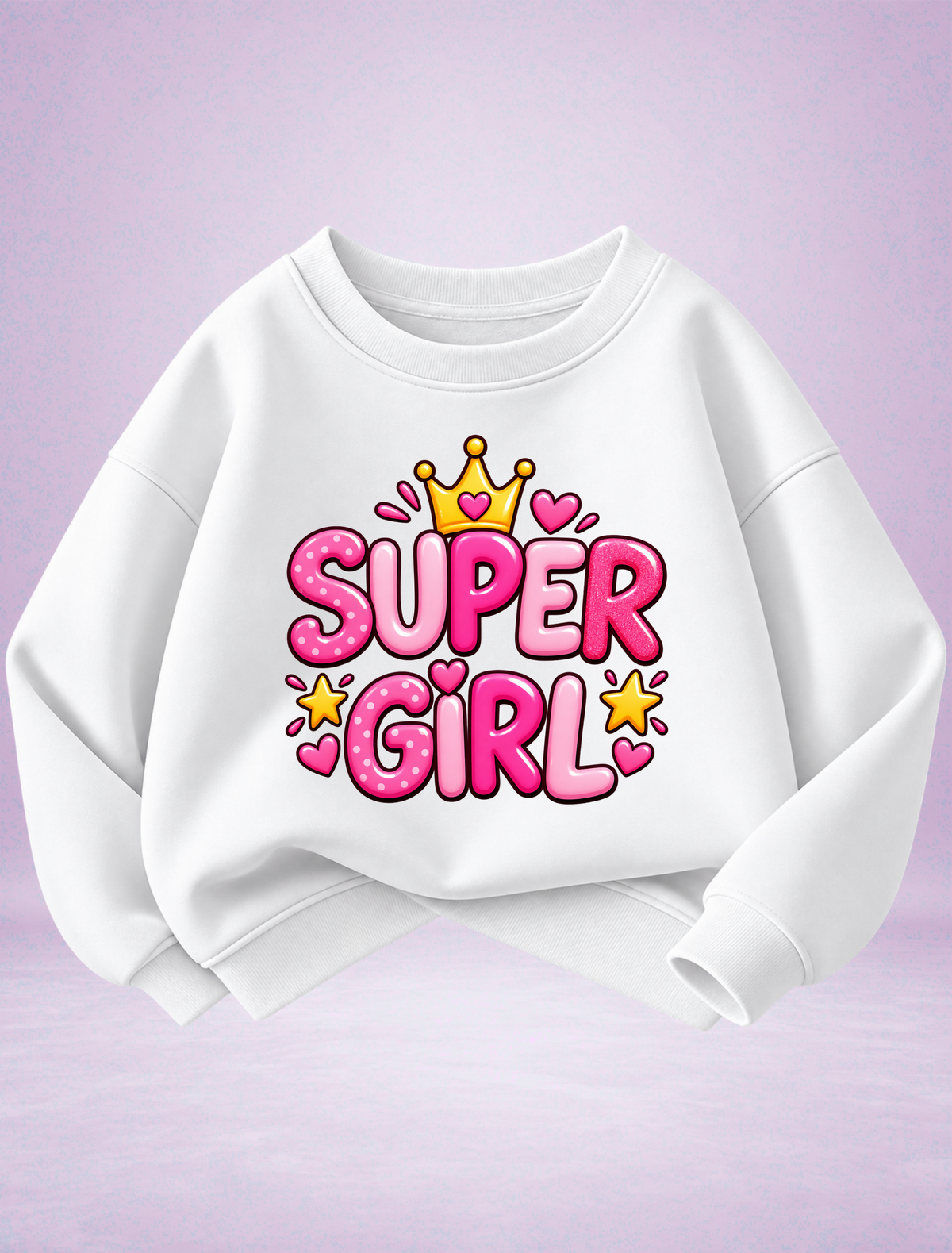 Super Girl Crown Graphic Girls Sweatshirt