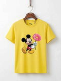 Mickey Mouse Flower & Love Cotton T-Shirt