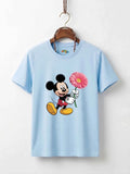 Mickey Mouse Flower & Hearts Cotton T-Shirt