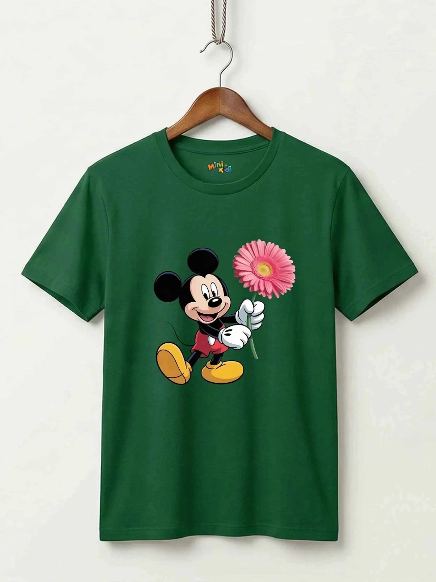 Mickey Mouse Flower Cotton T-Shirt