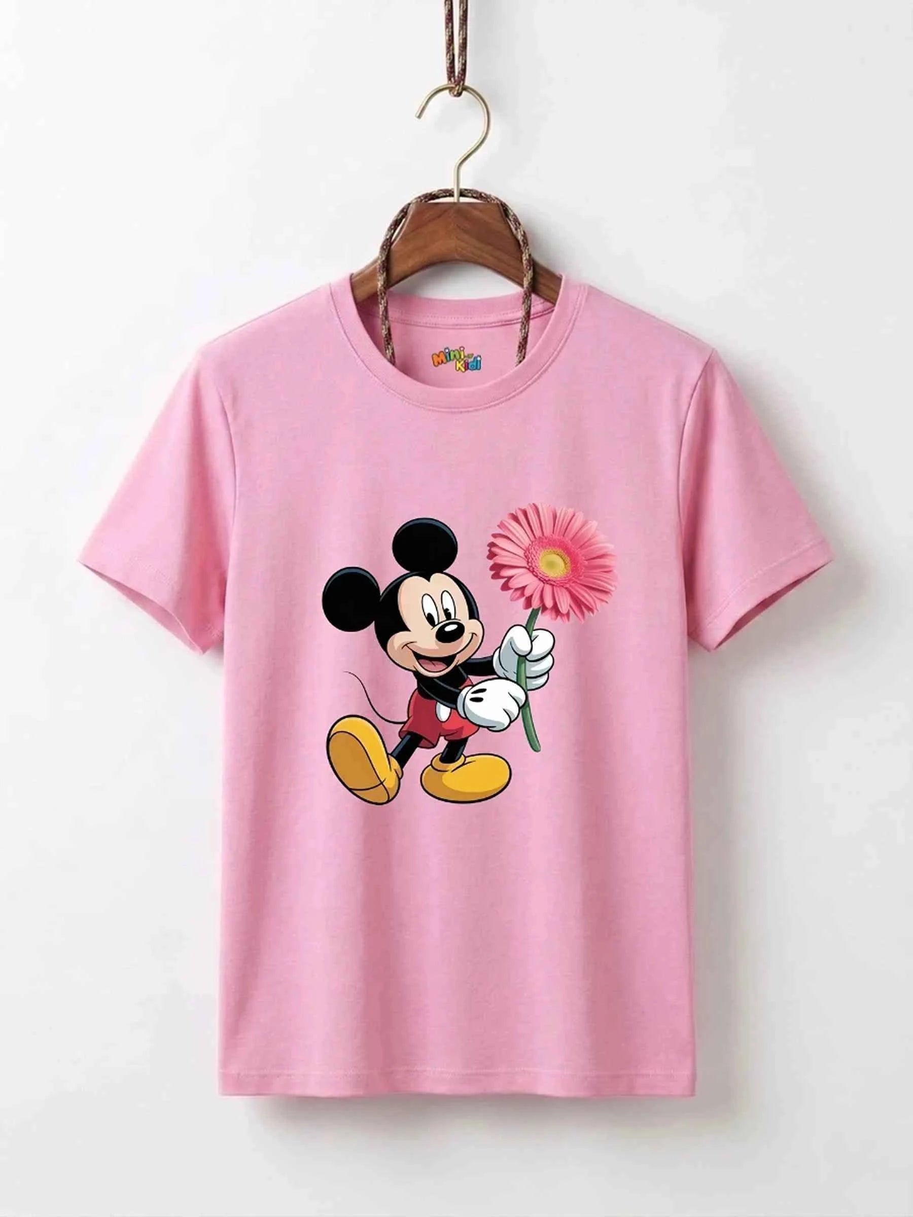 Mickey Mouse Flower Cotton T-Shirt